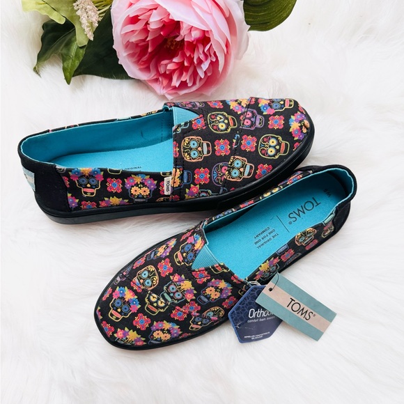 Toms Alpargata Cupsole Day Of The Dead Slip On Shoes - Picture 2 of 5